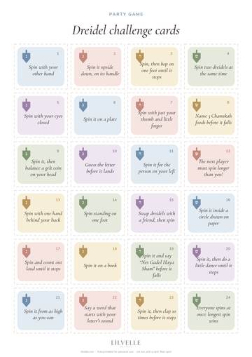 Preview of Dreidel challenge cards