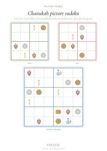 Preview of Chanukah picture sudoku
