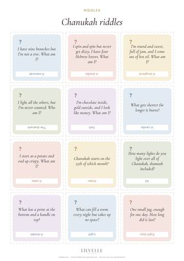 Preview of Chanukah riddle cards