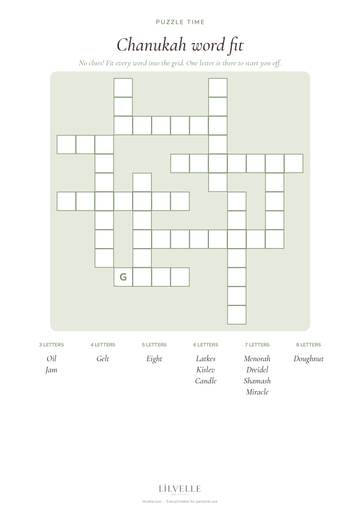 Preview of Chanukah word fit
