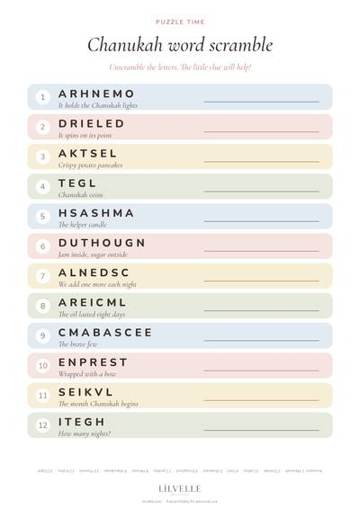 Preview of Chanukah word scramble