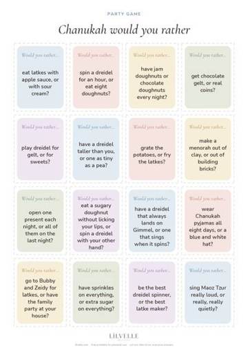 Preview of Chanukah would you rather